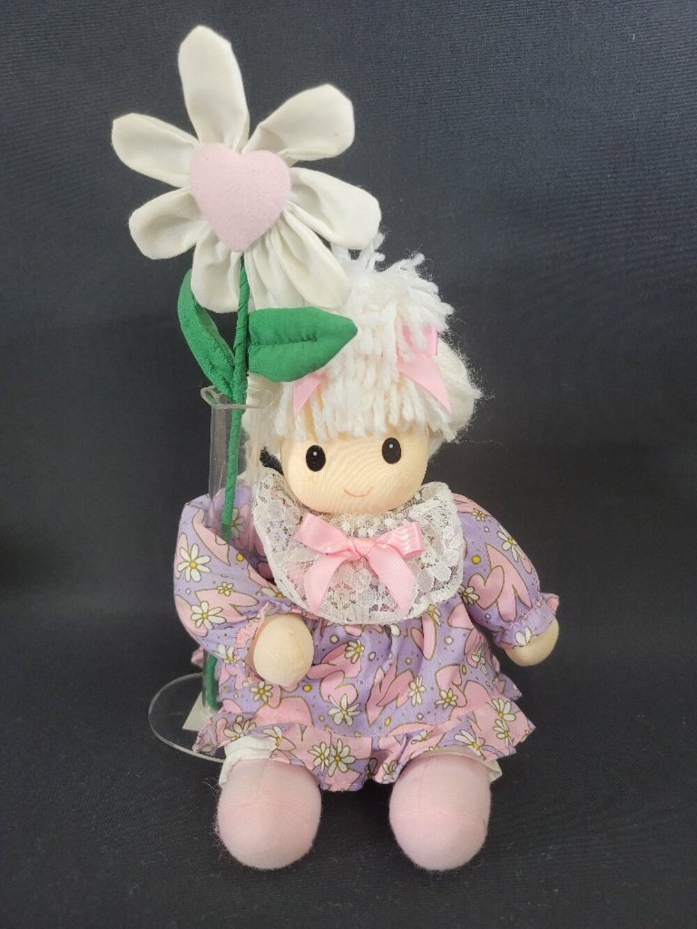 Vintage 1999 Joelson Doll Girl Flower Vase Shelf Sitter Plush 11"